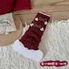 Juegos de calcetines rojos al por mayor para mujer, nuevos estilos otoño/invierno, con bordes rizados, calcetines versátiles de media pantorrilla y juegos de calcetines de punto engrosados para niños