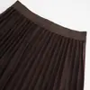Saia Plissada de Lã da Moda Meia Saia Feminina 2026 Outono Inverno Nova Cintura Alta Cobrindo o Quadril Saia Longa Elegante para o Dia a Dia Saia de Barra Larga