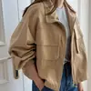 Colección nueva de otoño y primavera chic coreana: chaqueta de trabajo de talla grande, estilo boyfriend, con cremallera, chaqueta corta casual con cuello alto, chaqueta para mujer