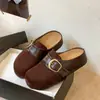Pantuflas de Mula con Plataforma y Cuña Retro para Mujer, Moda Nueva Primavera/Otoño 2026 para Exteriores, Slip-on con Hebilla Metálica, Puntera Cerrada