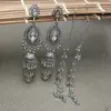Conjunto de Brincos com Franja e Sino de Pedra Preciosa Olho de Cavalo Indiano com Corrente para Mulheres, Conjunto de Joias com Strass Estilo Étnico
