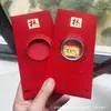 Adesivos de Telefone de Ouro Puro 999 para o Festival da Primavera, Artesanato em Metal de Envelope Vermelho de Alta Qualidade, Presentes para Reunião Anual