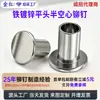 Remaches Planos Semi-Huecos Galvanizados de Hierro GB875 Remaches Huecos Remaches Huecos de Hierro M2M2.5M3M4M5M6