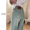 Jeans Azul Vintage Wide Leg Feminino Verão 2025 Novo Design de Cintura Alta Look Slim Posição Calças Retas Soltas