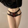 Ropa interior sexy pura con borde de encaje hueco para niñas, ropa interior de malla transpirable de encaje de cintura media para mujer, ropa interior dulce para mujer