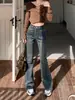 Jeans elástico micro flare plus size para mulheres, outono e inverno de 2026, cintura alta, forrado com fleece, perna reta, perna larga, bootcut, calças compridas até o chão