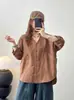 Cardigan Jaqueta Camisa de Manga Longa com Bolso Grande Estilo Novo Primavera 2026 para Mulheres Cor Sólida Casual Gola V Solta Camisa