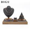 Expositor de madera maciza para pendientes, anillos, joyas, accesorios, bandeja de jade, expositor de collares y joyas.