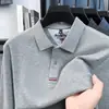 Camisa polo de algodón puro transfronteriza, nueva colección de otoño para hombre, de longitud media, camiseta de manga larga business casual, top para hombre, adecuada como camiseta interior