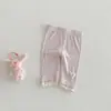Leggings de Verano Dianxi Estilo Nuevo con Estampado de Corazón 3D para Bebés y Niños Pequeños con Dobladillo Fruncido Pantalones Largos Elásticos Pantalones de Punto para Bebé
