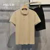 Ropa de Verano Transfronteriza Camisa Polo Sencilla para Hombre Marca de Moda Versátil Camiseta Bordada de Manga Corta Estilo Coreano Ajustada de Media Manga