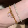 Artículo Popular de Xiaohongshu: Exquisita Pulsera de Corazón Rosa para Mujer con Diseño Único, Adecuada para el Uso Diario y Anillo Versátil