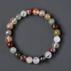 Pulsera de Cuentas de Cristal de Cuarzo Rutilado Arcoíris Natural, Pulsera de Bucle Único de Cuenco del Tesoro Atrae Fortuna de Múltiples Gemas, Joyería de Estilo Sencillo para Hombres y Mujeres