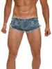 1616 # Nuevo Estilo Sexy para Hombre, Shorts de Mezclilla Ajustados, Cintura Baja, Ultra Cortos, Ropa Falsa para Mujer, Abertura Lateral Hueca