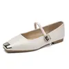 Zapatos Mary Jane Redondos Plateados para Mujer, Modelo Primavera 2025, Planos con Aumento Interno de Altura, Correa Única, Suaves, Transpirables y Amortiguadores