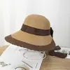 Sombrero de Sol de Lazo de Verano para Mujer, Sombrero de Protección Solar para Vacaciones en la Playa, Sombrero de Sol de Ala Ancha para Exteriores, Dulce Sombrero de Paja