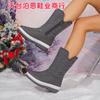 Exportación Transfronteriza Venta al por mayor al contado Botas de Algodón para Mujer Invierno 2025 Europeas y Americanas Cremallera Lateral Talla Grande Suela Gruesa Botas con Felpa Adicional