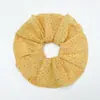 Nuevo scrunchie amarillo de gasa estilo coreano con flores pequeñas grandes para moños y colas de caballo bajas informales