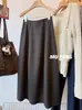 Falda de Botones con Aspecto Elegante y Adelgazante, Falda de Lana de Longitud Media de Alta Gama Retro Coreana para Mujer en Invierno
