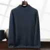 Suéter de cachemira para hombre, cuello semialto de cachemira, jersey grueso, corte holgado, versátil para otoño e invierno, camisa base de punto de manga larga para negocios