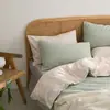 Conjunto de Quatro Peças Liso Colorido 100% Algodão Algodão Lavado Estilo Nórdico Dormitório Estudantil Roupa de Cama 100% Algodão Capa de Edredom Lençol com Elástico