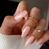 Kit com 24 Unhas Postiças Modelo Amêndoa com Acabamento Espelhado Mágico, Unhas Postiças de Cobertura Total para Nail Art Transfronteiriça, Nail Art em Cores Quentes
