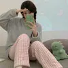 Pijamas Cálidos Nuevos para Mujer, Trajes de Franela, Ropa de Casa Engrosada Suave de Terciopelo Coral para Otoño e Invierno, Descuentos por Cantidad