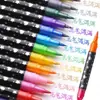 Plumón acrílico de doble punta con glitter transfronterizo, bolígrafo de acuarela para arte de punta suave de doble color, plumón fluorescente glit