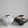 Vaso de Cerâmica Vintage Sala de Estar Arranjo de Flores Jingdezhen Estilo Silencioso Estilo Zen Sala de Chá Corredor Pote de Cerâmica Grossa Decorativo Chinês