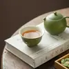 Caramelo Verde Pequena Tangerina Verde Polvilhada Ouro Prensado Caneca de Mão Cerâmica Master Cup Xícara de Chá Novo Estilo Chinês Imitação Dinastia Song Retro Conjunto de Chá Xícara Única