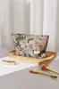 Bolsa de Maquiagem Tecido Jacquard Dourado Retrô Fresco para Meninas, Bolsa de Armazenamento Portátil de Lona para Viagem, Bolsa de Mão, Bolsa Interna