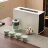 Taza de Té Rápida Yuan Shan Portátil para Exteriores Viaje Fabricante de Té para Coche Juego de Té Kung Fu de Cerámica de Vidrio de Alto Valor Juego Pequeño