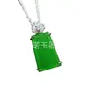 Pingente de Calcedônia Verde Gelo Incrustado Banhado a Prata no Atacado, Pingente Grande de Ágata Verde Cor de Jade, Colar de Jade