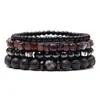 Pulsera Popular Transfronteriza de Piedra Volcánica y Madera con Cuentas para Hombre, Pulsera Elástica Natural con Cuentas, Joyería de Moda para Hombre para el Trabajo