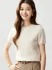 Suéter de cachemira para mujer, cachemira, manga corta, cuello redondo simple, manga tres cuartos, jersey, prenda interior, otoño e invierno, nuevo, diseño de flor retorcida