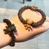 Corea del Sur Dongdaemun con anillo para el cabello de oso de pedrería, lindo para niña, banda para el cabello de alta elasticidad, cuerda para moño, estuche de cuero