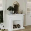Decoración de chimenea con llama simulada estilo francés para fondo de transmisión en vivo, mueble de TV con chimenea para interior del hogar, sala de estar y recibidor