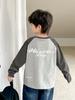 Camiseta de Manga Larga Estilosa de Algodón Puro Estilo Raglán para Niños, Nueva Colección Primavera y Otoño 2026 de Haima, Ropa Estilo Coreano para Niños