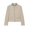 Fabricantes Mayoristas de Ropa para Mujer Transfronterizos Serie Nueva Estilo Europeo y Americano Blazer con Cuello Alto Bloque de Color Plisado
