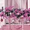 Navidad de Amazon transfronteriza rama de olivo de 6 hojas con purpurina dorada artificial hoja con purpurina dorada pieza única decoración de corona para árbol de Navidad