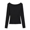 Camisa Base Chic Estilo Coreano com Gola Alta e Mangas Longas Feminina 2024 Hot Girls Slim-fit Suéter Curto Camiseta Top