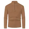 Moda Masculina Outono Inverno 2026 Suéter Polo Pulôver Meio Zíper Tricô de Manga Longa Casual Tendência Masculina