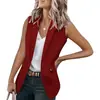 Blazer Elegante Sin Mangas Primavera y Otoño 2026 Amazon Color Sólido Cuello de Solapa Cárdigan Holgado Traje de Oficina para Mujer