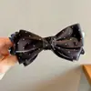 Grampo Banana de Cetim com Bolinhas para Crianças Doce Laço Vertical Grampo Acessório de Cabelo para Meninas Estilo Coreano Pegador de Rabo de Cavalo Ornamento de Cabelo