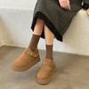 Artículos de Año Nuevo ~ Zapatos Birkenhair de Suela Gruesa 2024 Piel de Vaca Escarchada Mezclado con Lana de Cordero Espesa Botas de Nieve de Caña Alta de Boca Baja