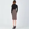 Moda Extranjera Más Vendida Elegante Falda Cuadros Cintura Alta Longitud Rodilla Falda Lápiz Viajes de Negocios Oficina Moda Falda para Mujer