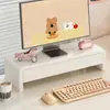 Suporte de madeira maciça ajustável em altura para computador, prateleira de suporte para tela de monitor de mesa, organizador e prateleira de armazenamento para estação de trabalho de escritório