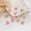 Flor de Cinco Pétalos con Núcleo Dorado de Acrílico con Anillo para Colgar Colgante Arete Pulsera Collar DIY Accesorios para Bisutería Hechos a Mano