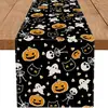 Camino de mesa de Halloween más vendido de Temu transfronterizo, mantel decorativo navideño de lino, alfombrilla de té de gama alta para mueble de TV
