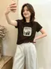 Camiseta de algodón acanalado de trece filas, fuente física, para mujer, directo de fábrica, top de manga corta ajustado, suministro exclusivo segunda tanda de verano